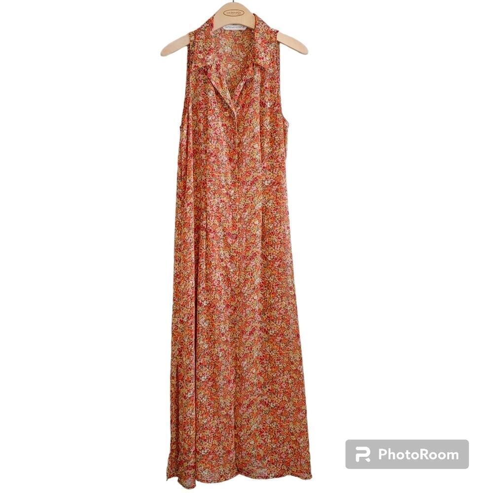 Vintage Victoria's Secret Y2K Ditsy Floral Sheer Spring Summer Maxi Dress Sz L